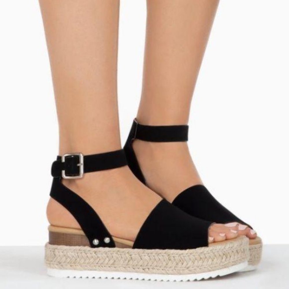 Platform Espadrille Sandals - Black - Picture 5 of 5